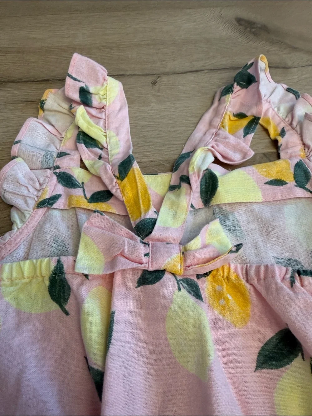 Carter's Pink Lemon Print Ruffle-Shoulder Dress